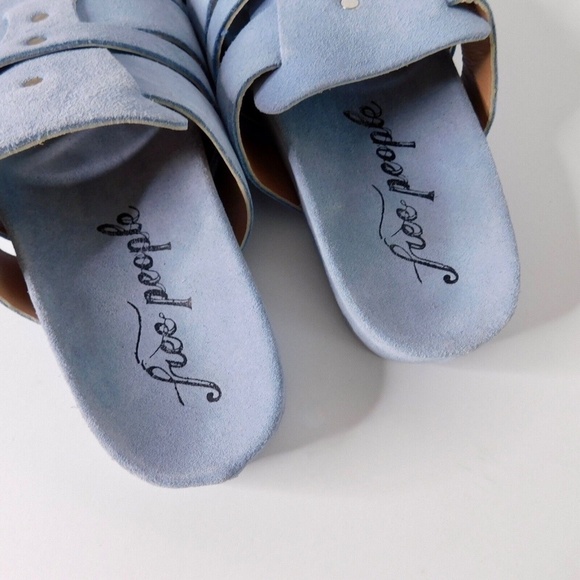 NEW with Box!! FREE PEOPLE Sunday Season Suede Mules Shoes Bluebell Slip-Ons 7 - Picture 5 of 16